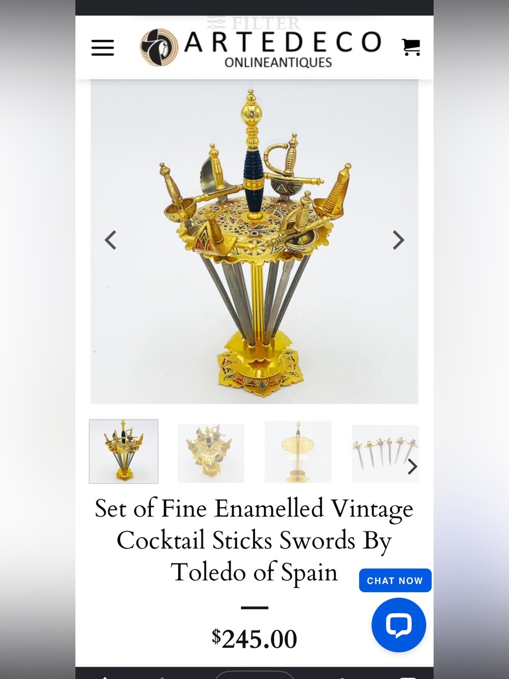 STAND ONLY | Fine Enamelled Vintage Cocktail Sticks Swords By Toledo of Spain